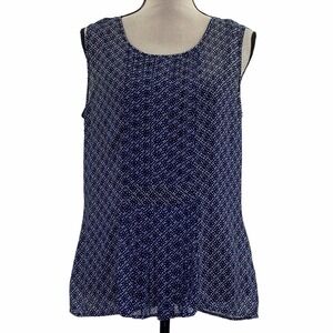 COVINGTON Sheer Blue Printed Sleeveless Top Medium